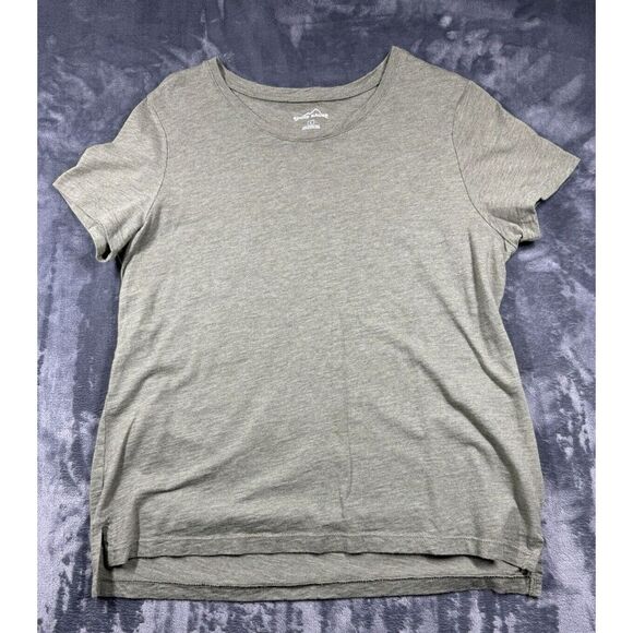 Eddie Bauer Womens T-Shirt Top Size Large Olive Green Short‎ Sleeve - Picture 1 of 7